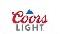 coors light logo with mountains in the background